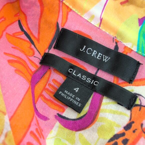 J. Crew Top Womens 4 Ratti Safari Colorful Animal Popover Zoo Teacher Giraffe - Picture 5 of 9